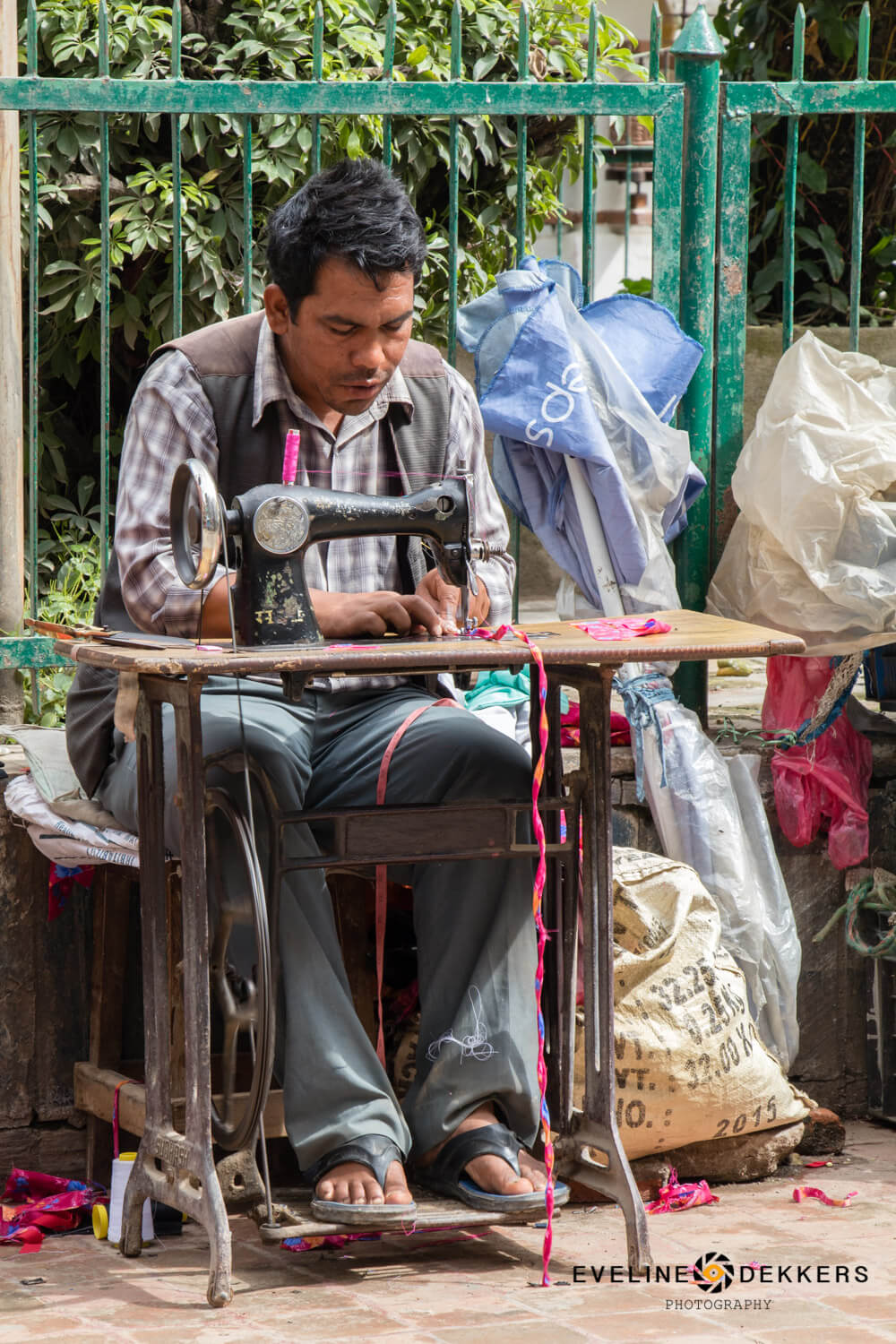 Sewing on the streets of Kathmandu